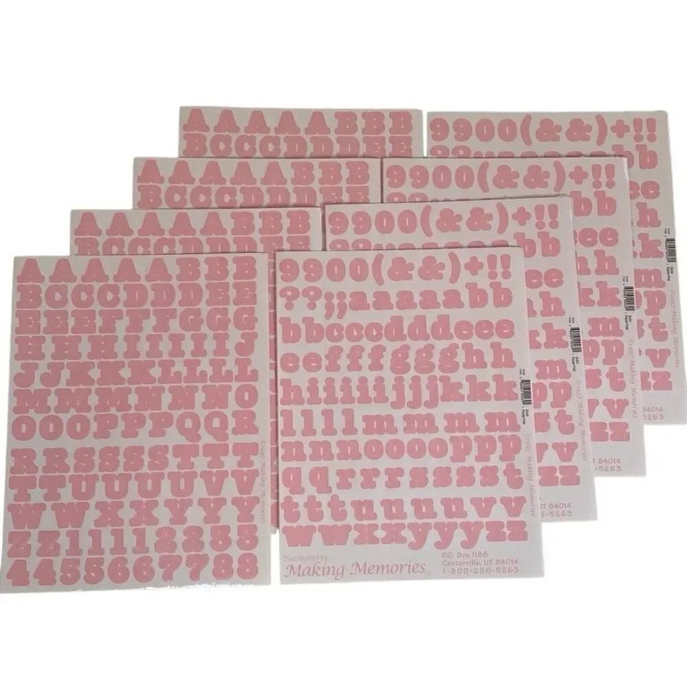 VTG 1997 Making Memories Stickers Letters Numbers Symbols 8 Sheets Pastel Pink